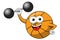 Basketball ball cartoon funny character weightlifter isolated