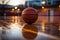 Basketball ball on the empty basketball court. AI Generated