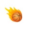 Basketball ball in fire flame. Basketball fireball cartoon icon. Fast ball logo in motion isolated