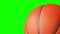 Basketball ball on green screen with alpha channel. Basketball 3D animation of spinning ball 3D rendering 4K