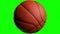 Basketball ball on green screen with alpha channel. Basketball 3D animation of spinning ball 3D rendering 4K