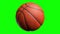 Basketball ball on green screen with alpha channel. Basketball 3D animation of spinning ball 3D rendering 4K