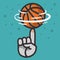 Basketball Ball Hand Spinning Finger Balance Illustration Vector Graphic