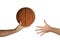 Basketball ball from hand to hand