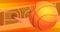 Basketball ball high jump concept banner, cartoon style