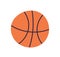 Basketball ball icon. Orange sport sphere, orb for professional game. Leather round object for playing. Simple flat