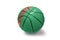 Basketball ball with the national flag of turkmenistan on the white background