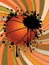 Basketball Ball on Rays Background