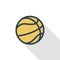 Basketball ball thin line flat color icon. Linear vector symbol. Colorful long shadow design.