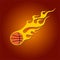 Basketball ball vector icon in a fiery flame