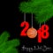 Basketball balls and 2018 on Christmas tree branch