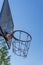 Basketball basket with chains on streetball court