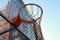 Basketball basket hanging in the courtyard for sports