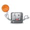 With basketball button J installed on cartoon computer