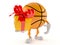 Basketball character holding gift