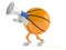 Basketball character speaking through a megaphone