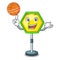 With basketball character traffic sign regulatory and warning