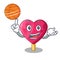 With basketball chocolate heart on ice cream cartoon