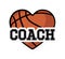 Basketball Coach Heart Shaped Ball Varsity College Style Text