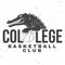 Basketball college club badge. Vector. Concept for shirt, print, stamp or tee. Vintage typography design with crocodile