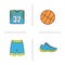 Basketball color icons set
