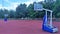 The basketball court is arranged on the rubberized surface of the stadium. Basketball shields with rings and baskets are fixed on