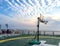 Basketball court backboard on helideck in seismic vessel ship in Andaman Sea