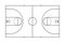 Basketball court. Line of marking of basketball field. Plan with basket, center, frame and game area. Outline square pitch for