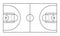 Basketball court markings lines. Outline basketball playground top view. Sports ground for active recreation. Vector