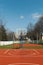 Basketball court with red playground