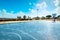 Basketball court by the sea in Poetto beach in Cagliari