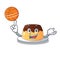 With basketball delicious chocolate pudding with on cartoon