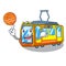 With basketball electric train in the character shape