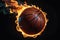 Basketball Engulfed in Flames: Texture of the Ball Cracking Under Intense Heat