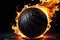 Basketball Engulfed in Flames: Texture of the Ball Cracking Under Intense Heat