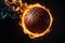 Basketball Engulfed in Flames: Texture of the Ball Cracking Under Intense Heat