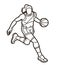 Basketball Female Player Action Cartoon Sport Graphic Vector