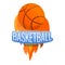 Basketball fire ball logo, cartoon style