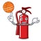 With basketball fire extinguisher character cartoon
