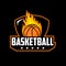 Basketball with fire illustration logo design