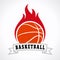 Basketball fire logo