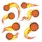 Basketball on the fire symbols speed set