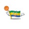 With basketball flag gabon with the cartoon shape