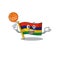 With basketball flag mauritius character isolated the cartoon