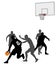 Basketball game silhouettes