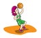 Basketball girl playing cartoon