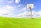 Basketball goal on green field