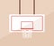 Basketball goal net on board. Front view of empty basket, goalnet hanging on backboard. Hoop for sports game. Colored