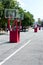 Basketball Goals Set Up On City Street For Outdoor Tournament