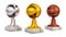 Basketball Gold Silver and Bronze trophies with Marble Base